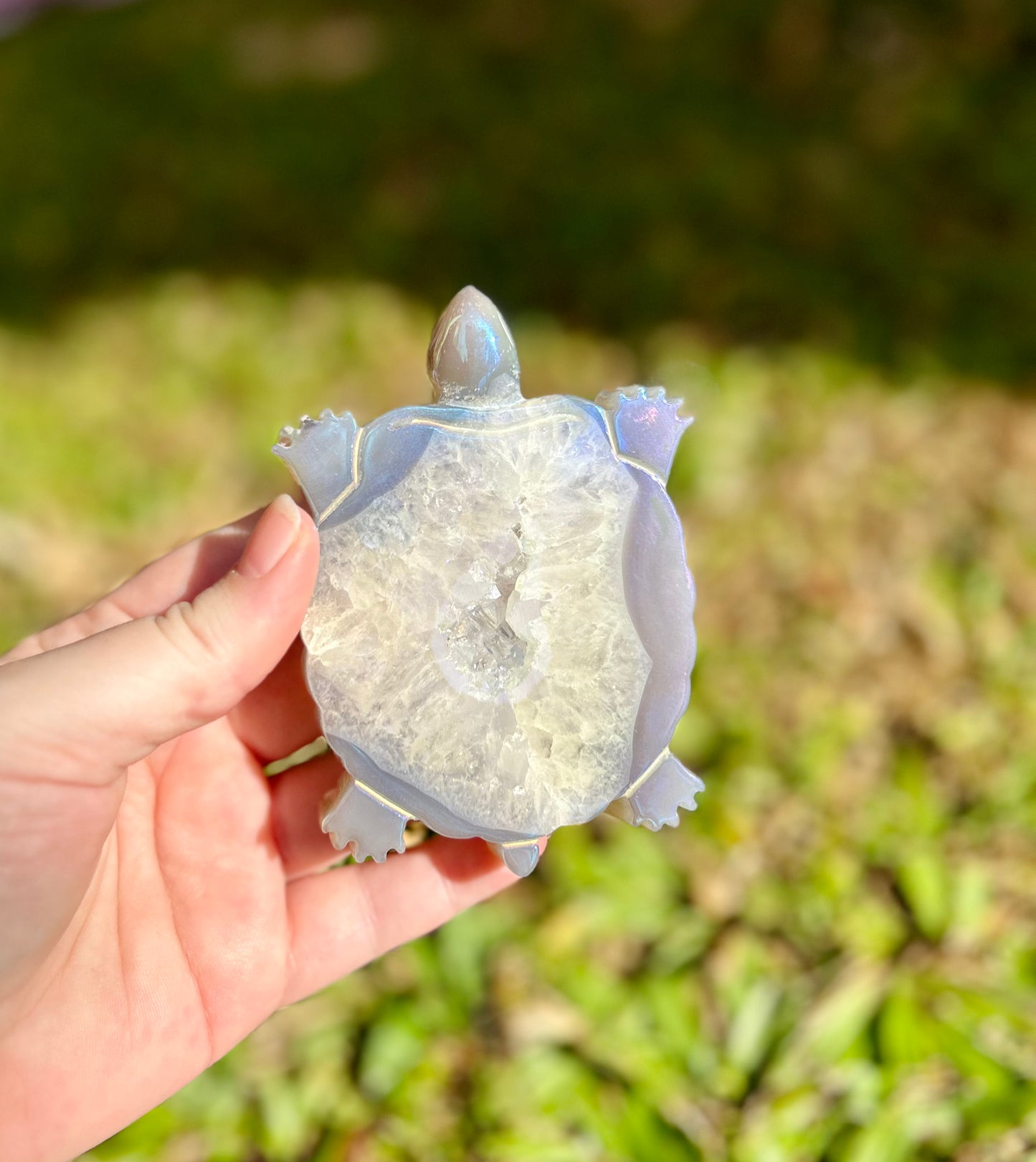 Aura Agate Turtle Carving